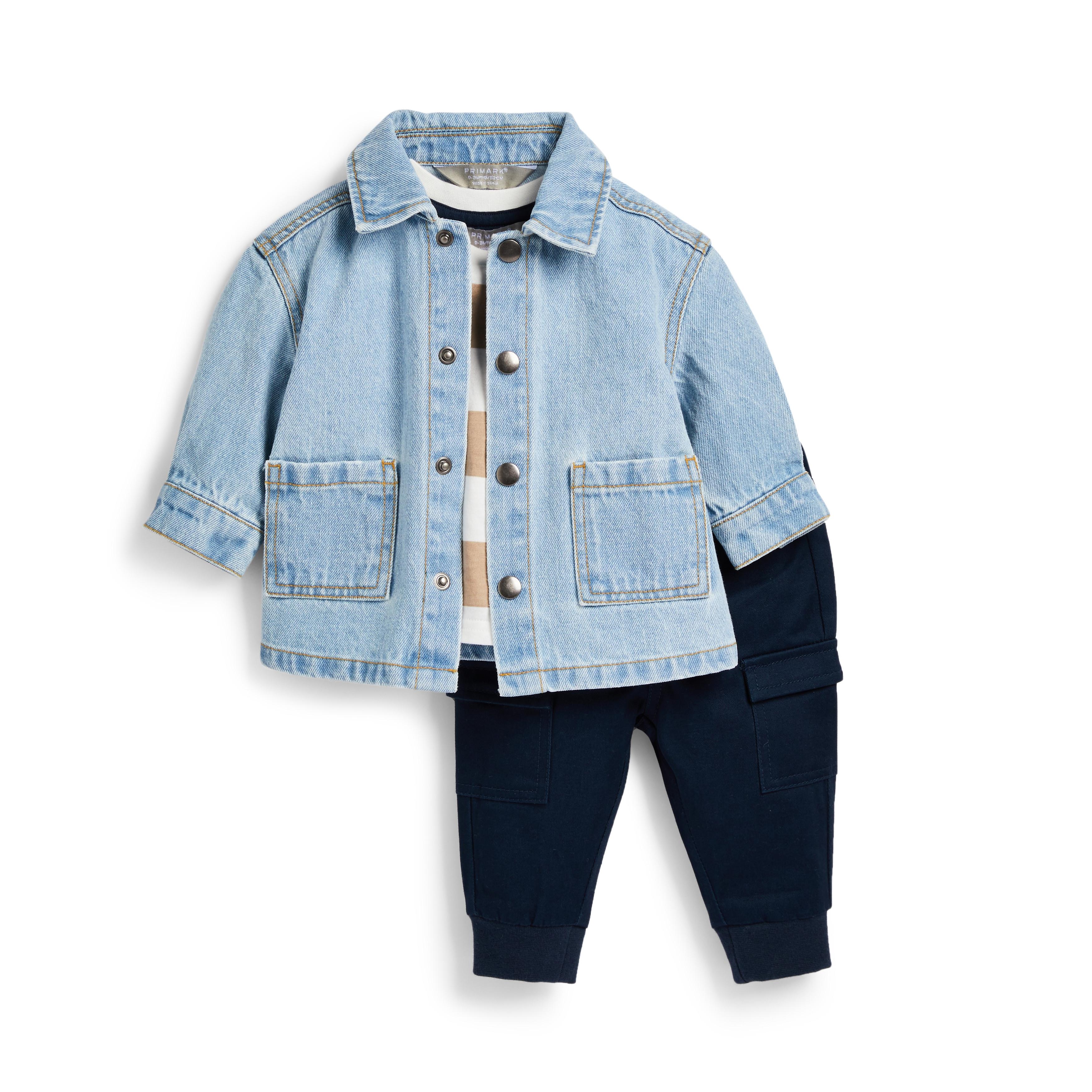Baby Boy Denim Shacket And Joggers 3 Piece Set Baby Boy Clothes