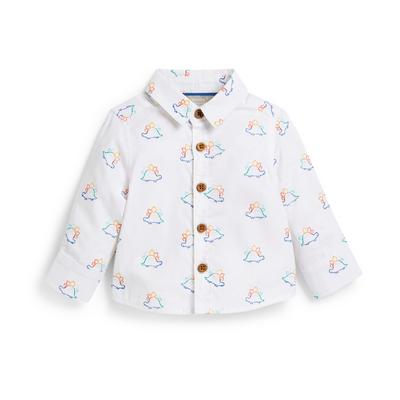 Baby Boy White Dinosaur All Over Print Long Sleeve Shirt