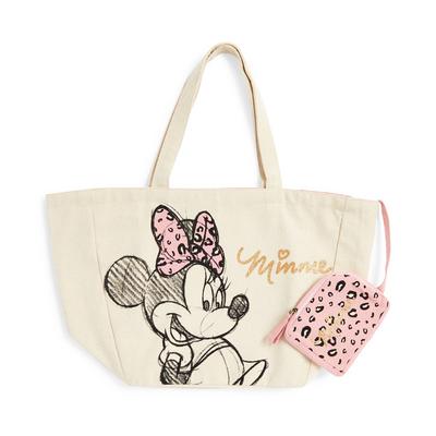 Cabas et porte-monnaie crème Disney Minnie Mouse