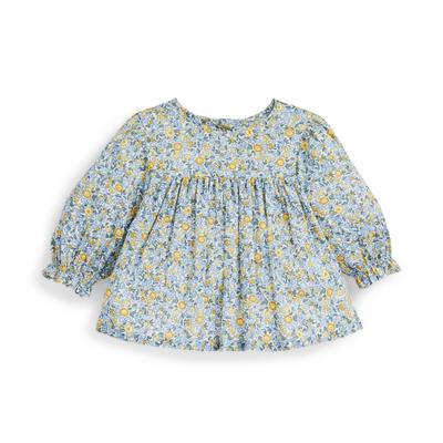 Blusa padrão floral miudinho menina bebé azul