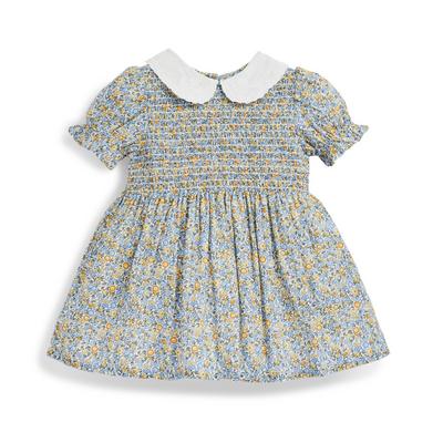 Baby Girl Floral Print Shirred Collar Dress