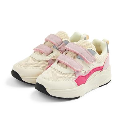 Younger Girl Cream Velco Low Top Trainers