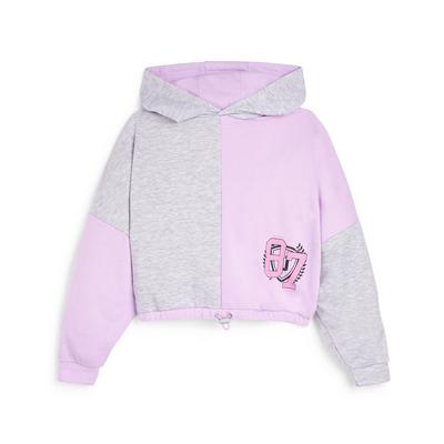 Older Child Grey And Pink Colour Block Hoodie
