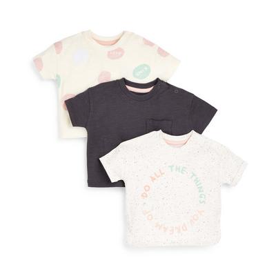 Pack de 3 camisetas con diferentes estampados para bebé