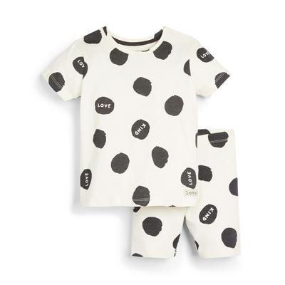 Krem pikčast 2-delni komplet majice s kratkimi rokavi in kratkih hlač iz džersija za dojenčke