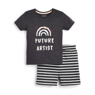 Antracietgrijs jersey T-shirt met tekst voor baby's
