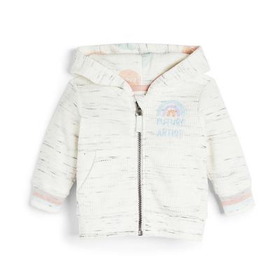 Witte hoodie van wafelstof voor baby's