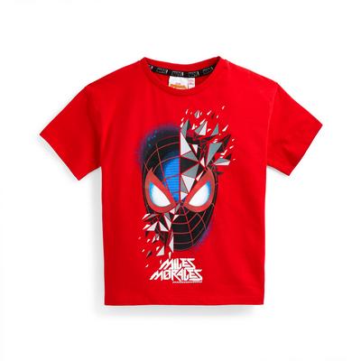 Czerwony T-shirt z motywem Spider-Mana z Marvela i napisem Miles Morales dla młodszego chłopca