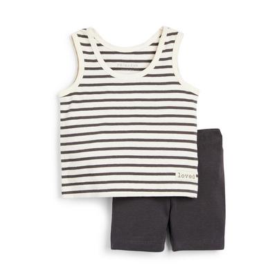 Conjunto de 2 piezas de camiseta de tirantes y pantalón corto de ciclista color gris para bebé