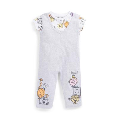 Baby Girl Grey Mr Men And Little Miss Jumpsuit