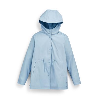 Younger Girl Blue Button Up Rain Jacket