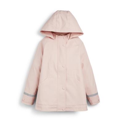 Younger Girl Pink Faux PU Leather Raincoat