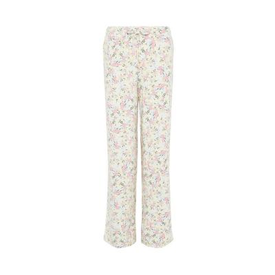Cream Floral Print Cosy Knit Wide Leggings