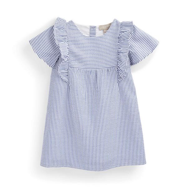 Baby Girl Blue Pinstripe Seersucker Dress