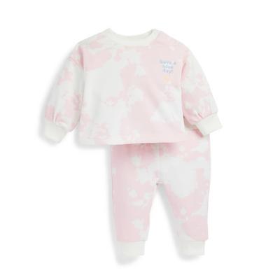Baby Girl Pink Tie Dye Crew Neck And Joggers Set