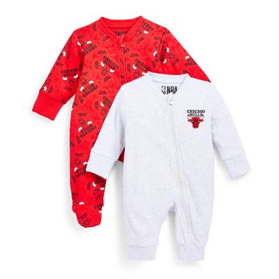 Newborn Red And Grey NBA Chicago Bulls Sleepsuit 2 Pack