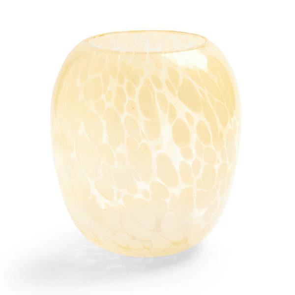 Żółty szklany wazon z wgłębieniami