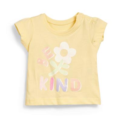 Baby Girl Yellow Slogan T-Shirt