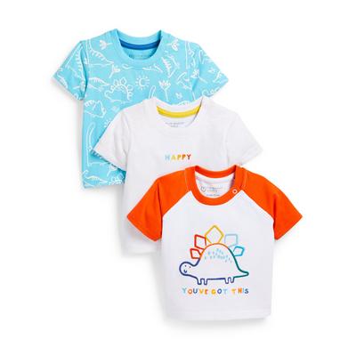 Pack 3 t-shirts menino bebé cores sortidas