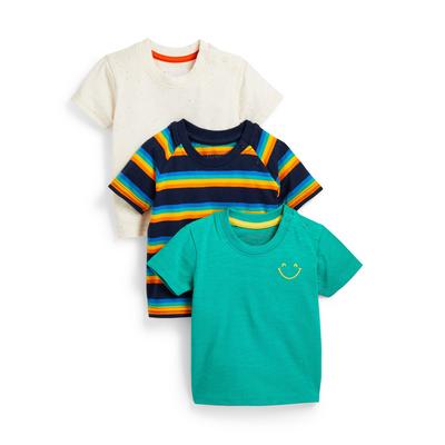 Pack 3 t-shirts menino bebé cores sortidas
