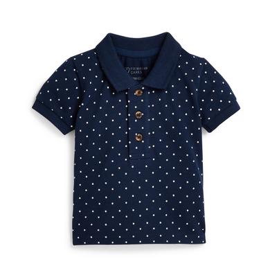 T-shirt polo estampado integral menino bebé azul-marinho