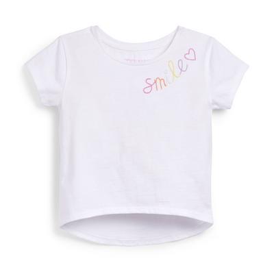 Primark Cares Younger Girl White Embroidered Smile T-Shirt