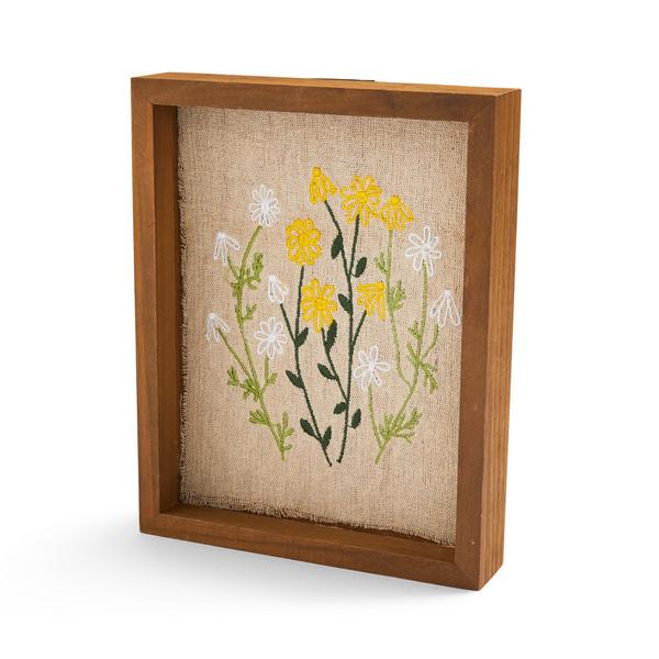 Small Boxed Floral Embroidered Wall Art