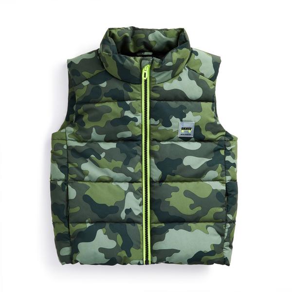 Younger Boy Green Camo Padded Vest