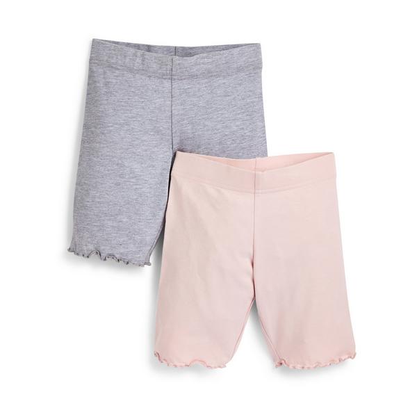 Younger Child Pink/Gray Cycle Shorts, 2-Pack