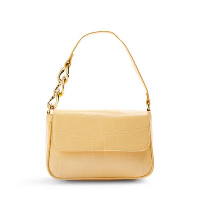 Yellow Faux PU Leather Chunky Chain Shoulder Bag