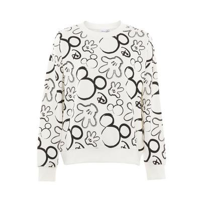 White Disney Mickey Mouse All Over Print Crew Neck Sweater
