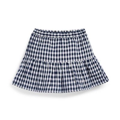 Younger Girl Navy Gingham Tiered Skirt