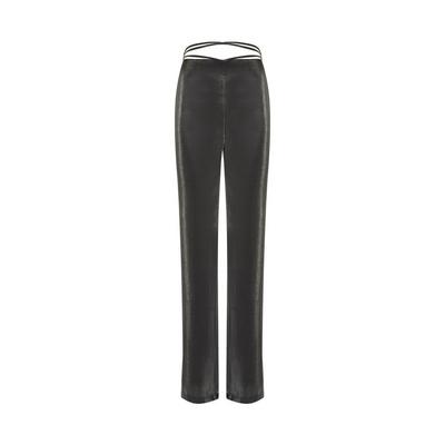 Silver Satin Tie Detail Trousers