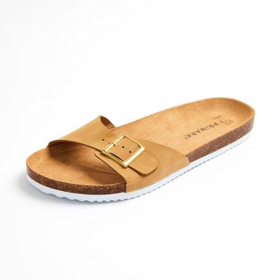 Tan Single Strap Footbed Sandals