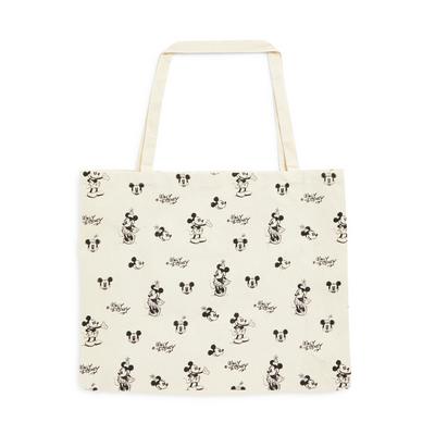 Beige Disney Mickey Mouse Canvas Shopper Bag