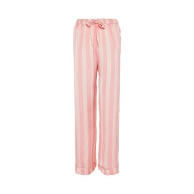 Pink Striped Print Satin Pyjama Leggings