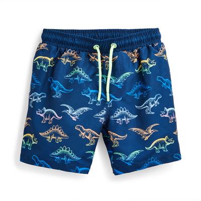 Younger Boy Navy Ombré Dinosaur Print Swim Shorts