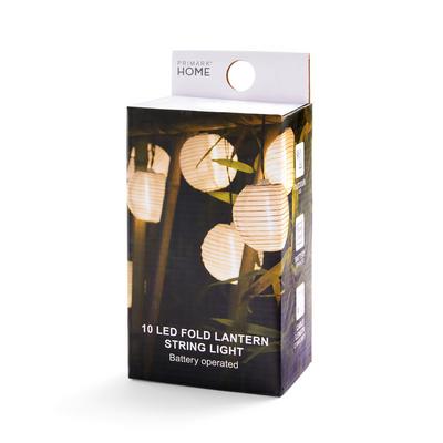 Lichtsnoer met ledlampjes in 10 witte papieren lantaarns
