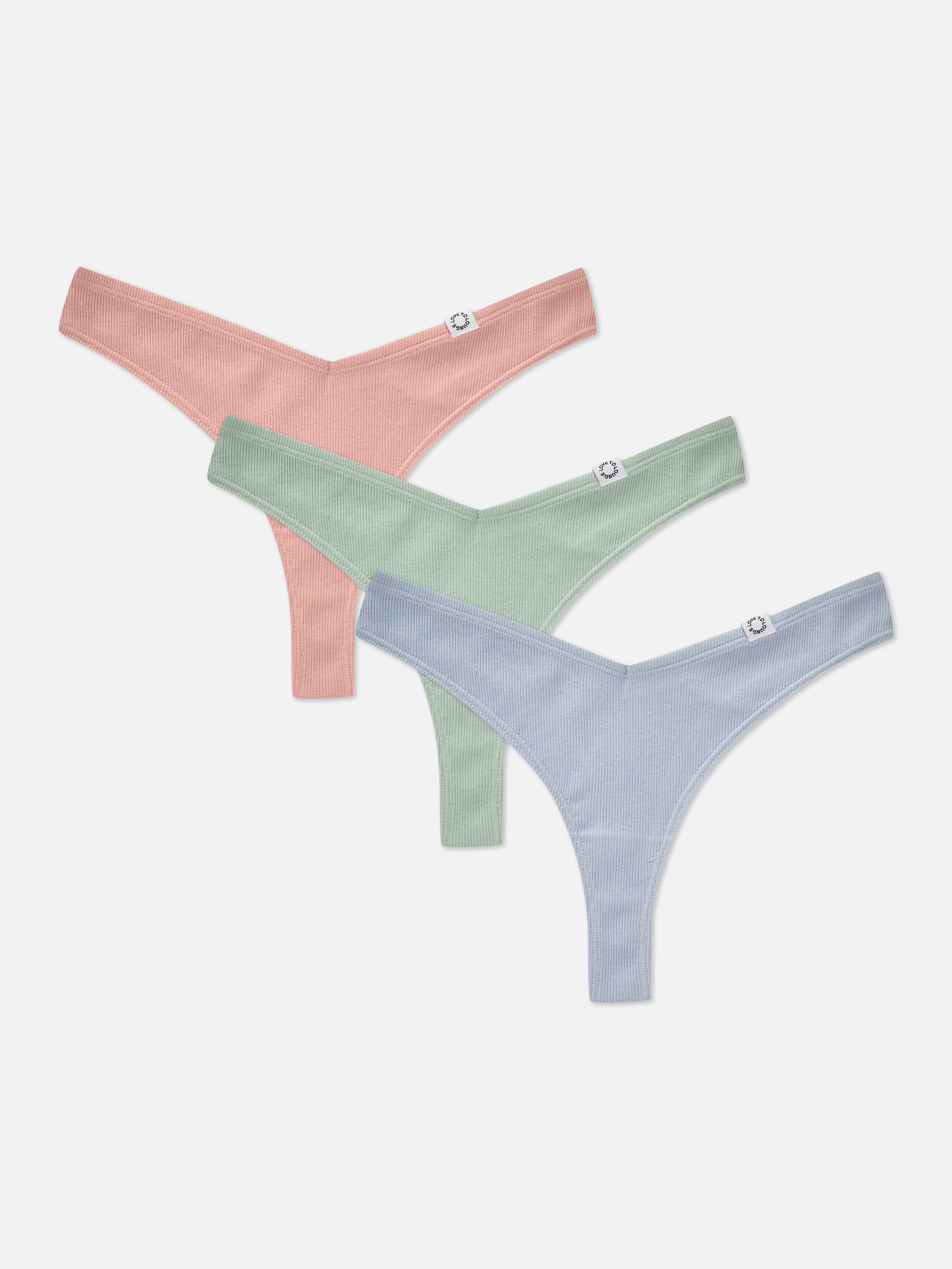 Set van katoenen strings met ribbels Onderbroeken & slips Lingerie & ondergoed