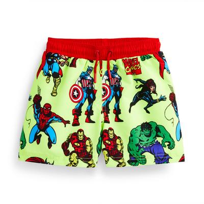 Rumene plavalne kratke hlače s potiskom Marvel za mlajše fante