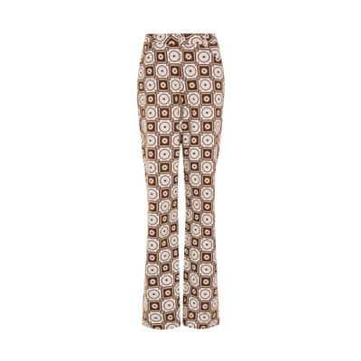 Brown Floral Print Wide Leg Trousers