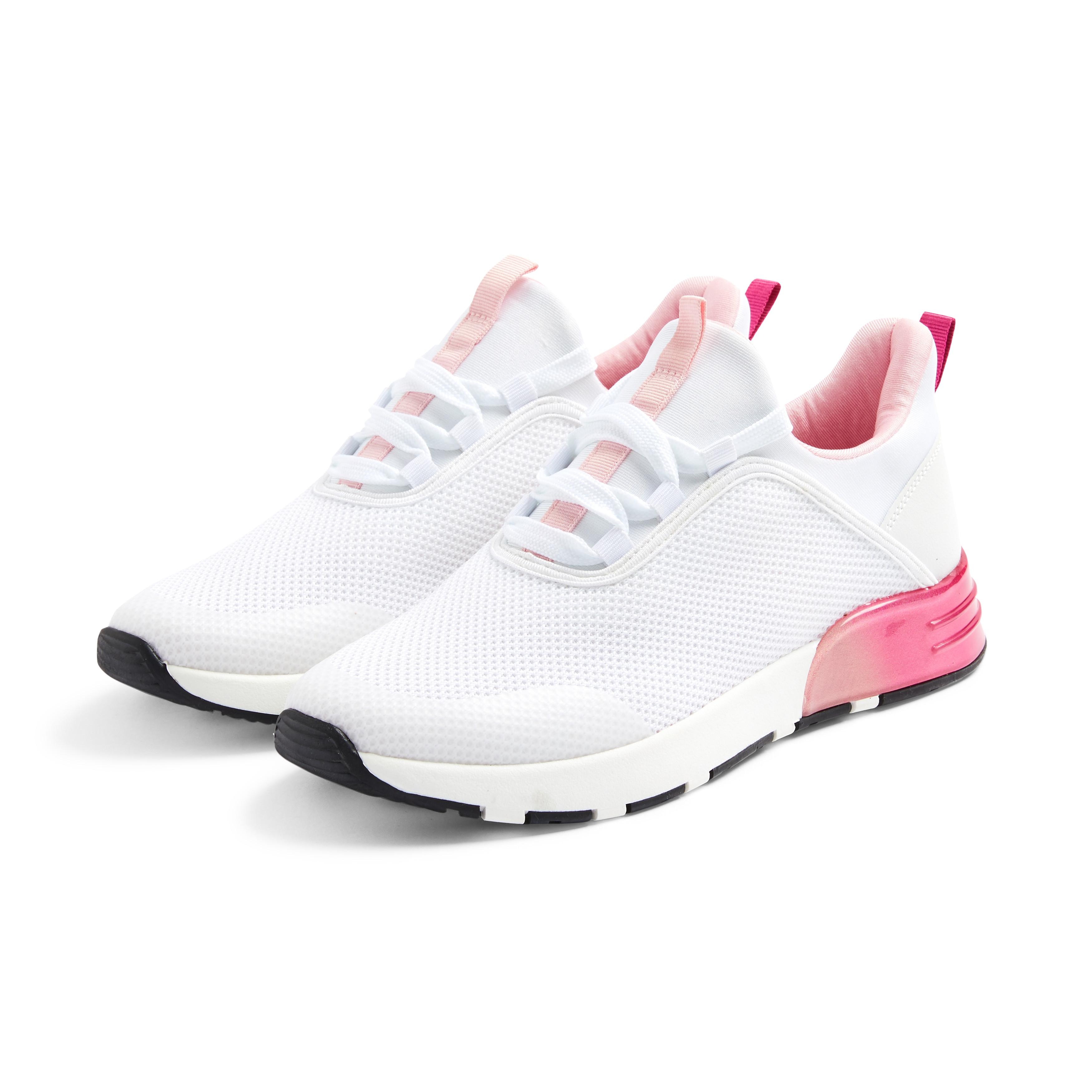 Girl's White And Pink Bubble Heel Sneakers | Women's Sneakers | Women's ...