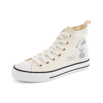 Cream Disney Minnie Mouse Sketch Canvas High Top Trainers