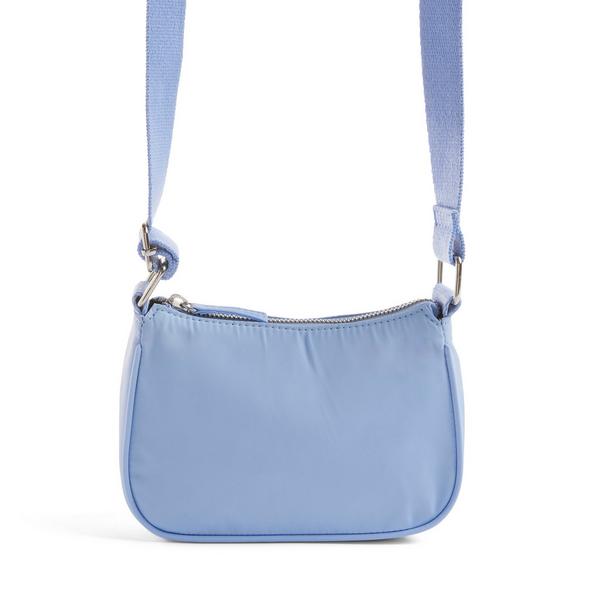 Blue Polyester Zipped Crossbody Bag