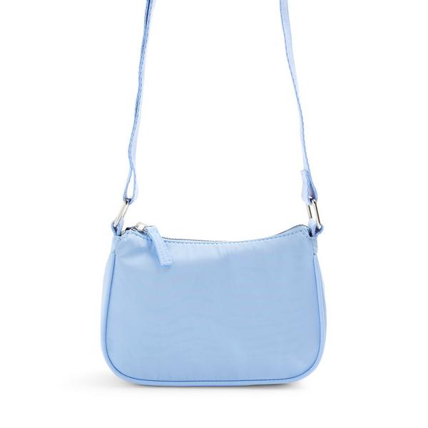 Sky Blue Nylon Zip Crossbody Bag