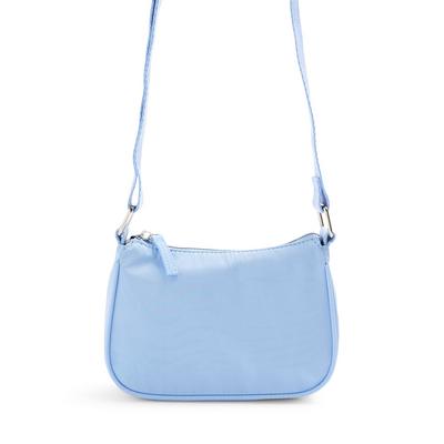 Sky Blue Nylon Zip Crossbody Bag