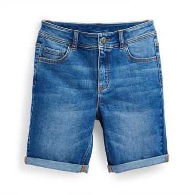 Modre oprijete kratke hlače iz džinsa za starejše fante
