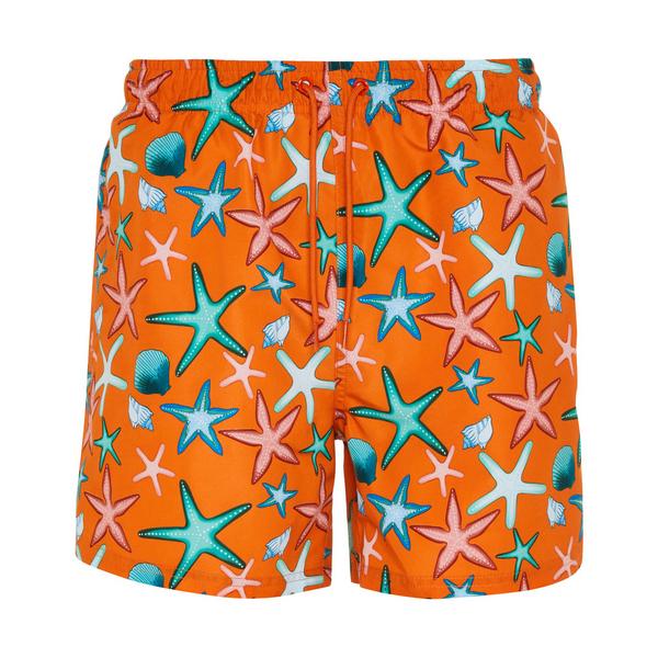 Orange Sea Life Print Shorts