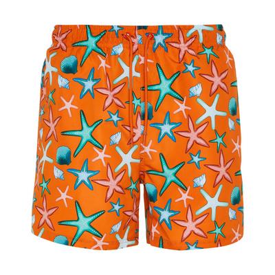Orangefarbene Shorts mit maritimem Print