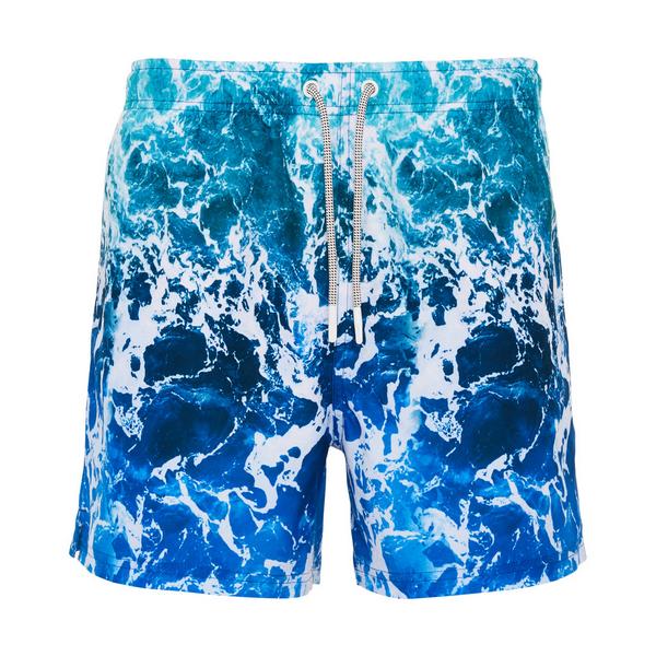 Modre kratke hlače s potiskom morskih valov
